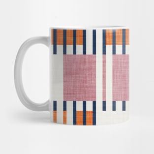 Bold minimalist retro stripes // midnight blue orange and dry rose geometric grid Mug